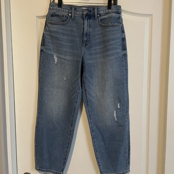 Evereve Vintage Barrel Leg Distressed Jeans - Size 29 - New w/Tags - Picture 1 of 5